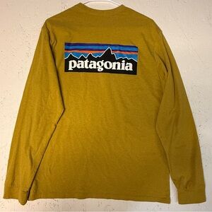 Patagonia Mustard Crewneck Responsibili Tee Long-sleeve Size Medium Running